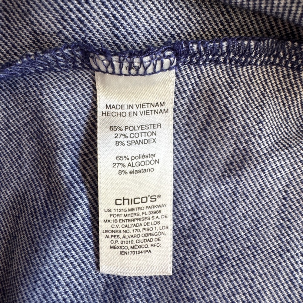 Weekends by Chicos Blue Space Dye Zip Up Hoodie Jacket Size 3 - Picture 6 of 7